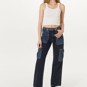BDG URBAN OUTFITTERS SKATE HIGH RISE PATCHED DENIM JEANS